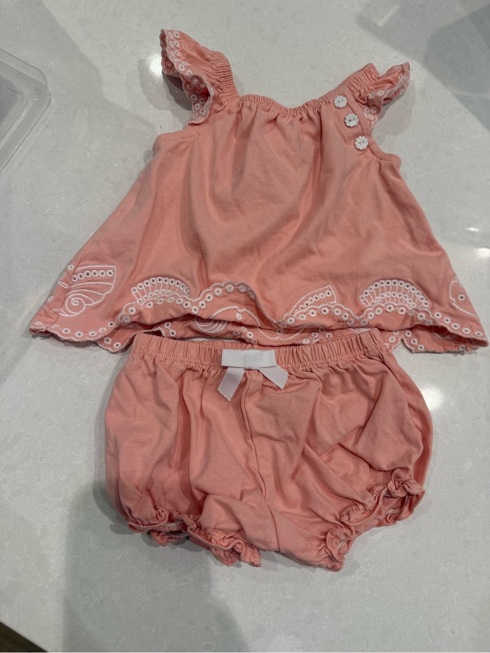 C&C California kids 3-6month Pink Baby Girl Eyelet Tank Top & Bloomers Set